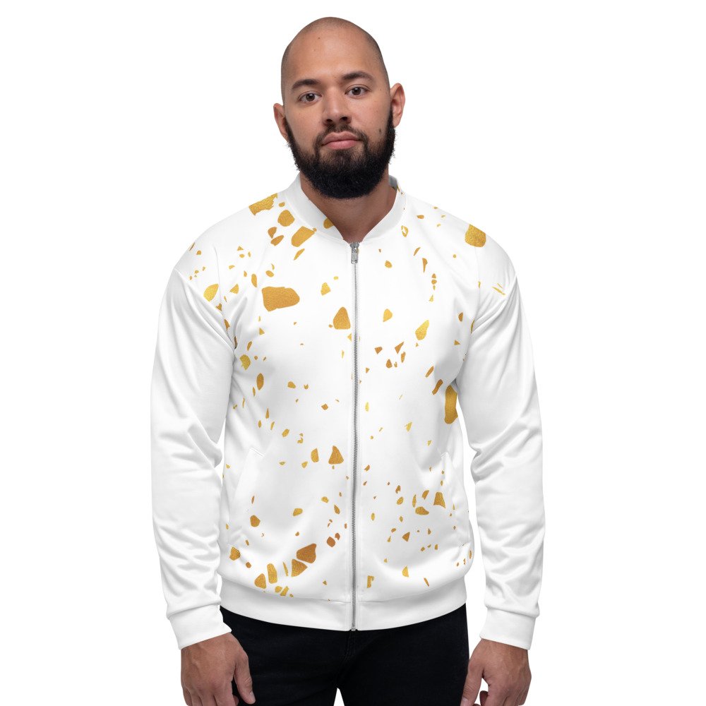 White and Gold Bomber Jacket – Calimi Official